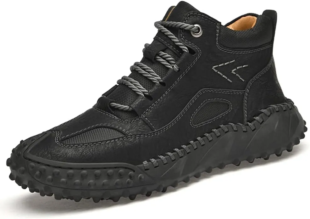 Mens Shoes Casual Boots Leather Driving Walking Ankle Fashion Hand Hiking Lace-up Loafers Men Slip-On Sneakers