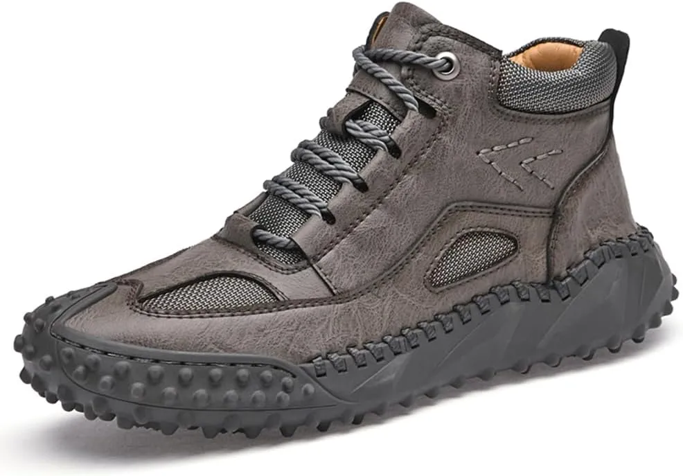 Mens Shoes Casual Boots Leather Driving Walking Ankle Fashion Hand Hiking Lace-up Loafers Men Slip-On Sneakers