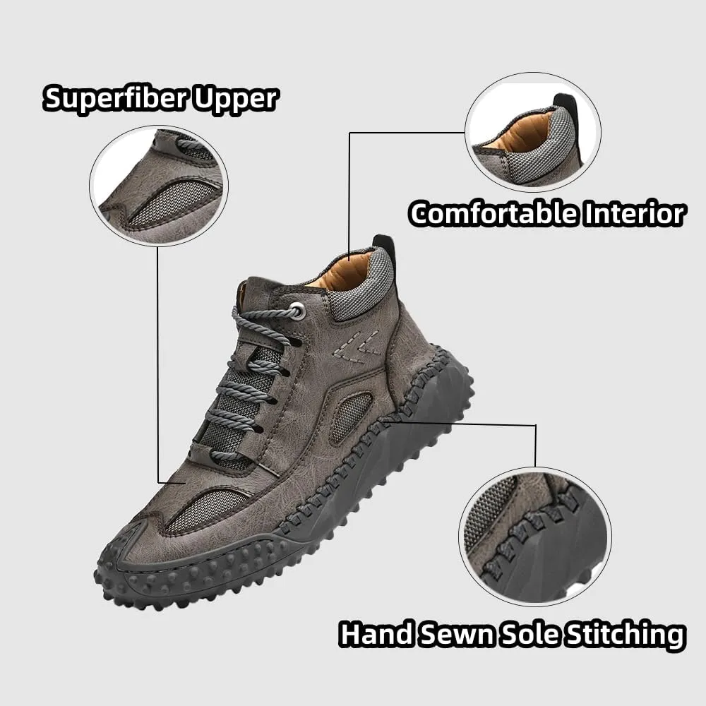 Mens Shoes Casual Boots Leather Driving Walking Ankle Fashion Hand Hiking Lace-up Loafers Men Slip-On Sneakers