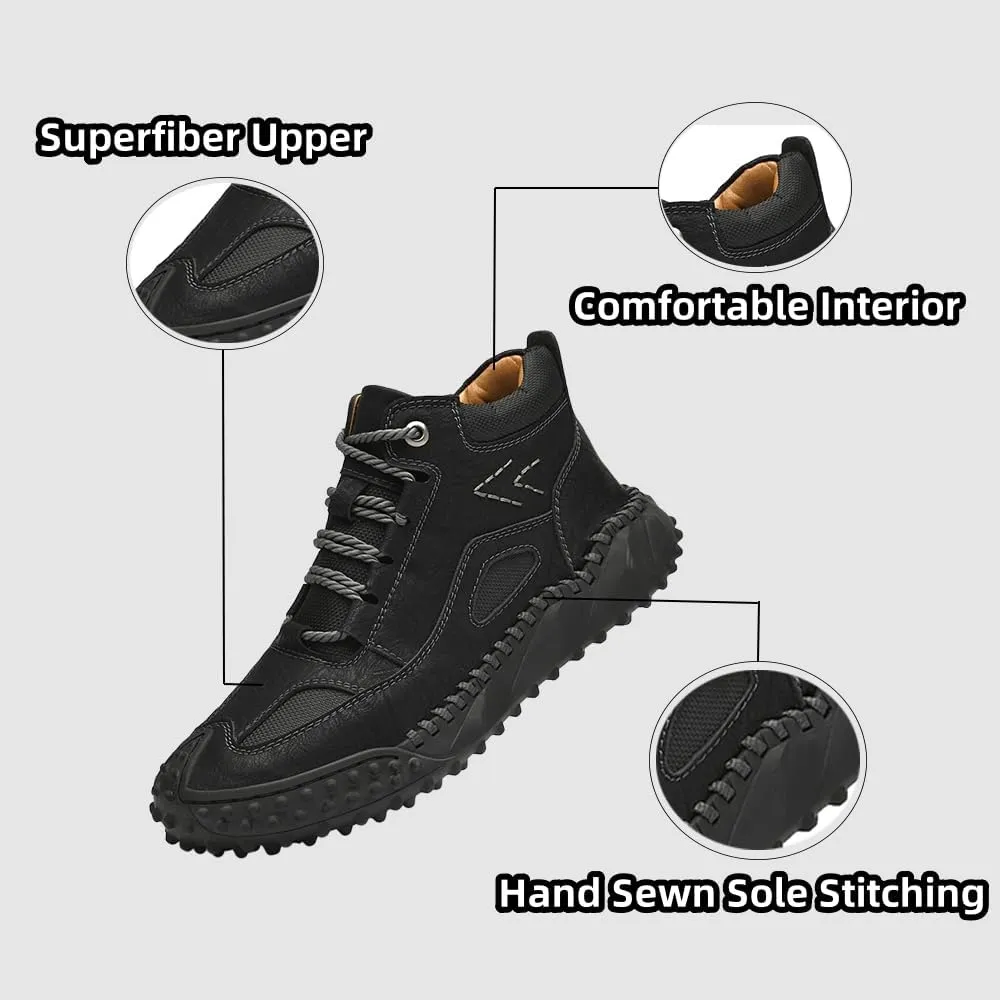Mens Shoes Casual Boots Leather Driving Walking Ankle Fashion Hand Hiking Lace-up Loafers Men Slip-On Sneakers