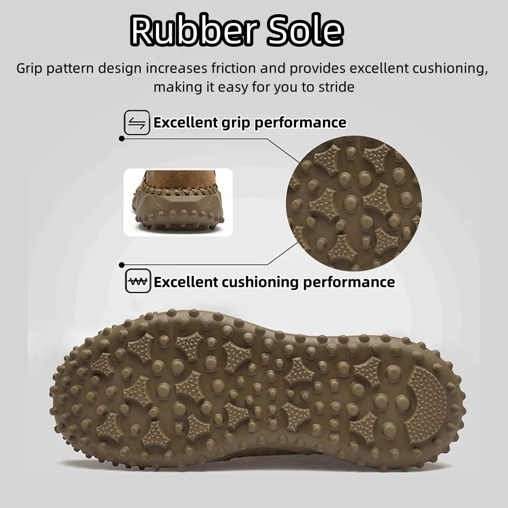 Mens Shoes Casual Boots Leather Driving Walking Ankle Fashion Hand Hiking Lace-up Loafers Men Slip-On Sneakers
