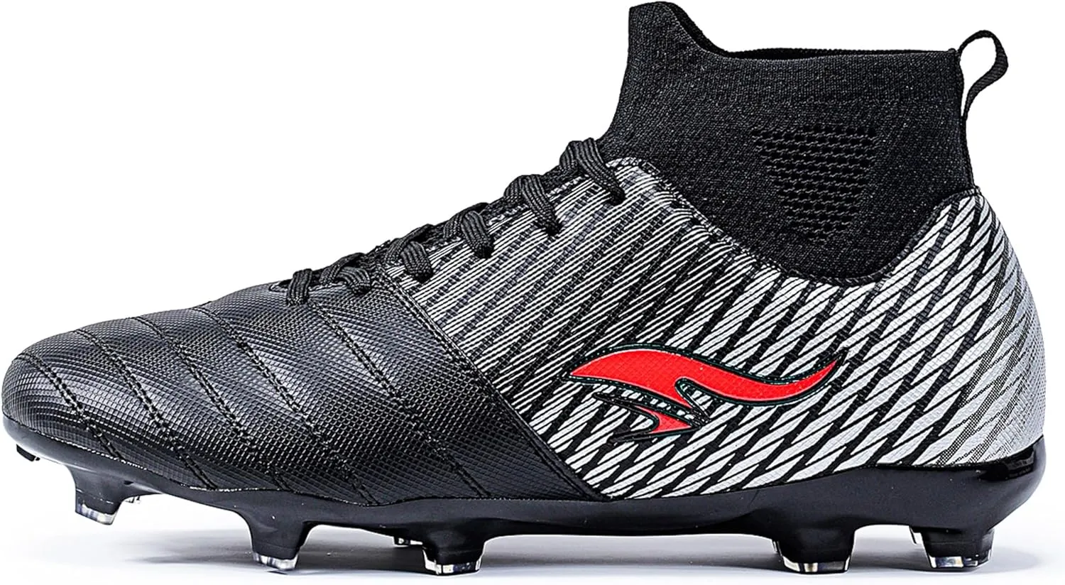 Men's Soccer Cleats High-Tops Lace-Up Non-Slip Football Cleats Outdoor Sports Athletic Soccer Shoes Big Boy HG Turf Boots