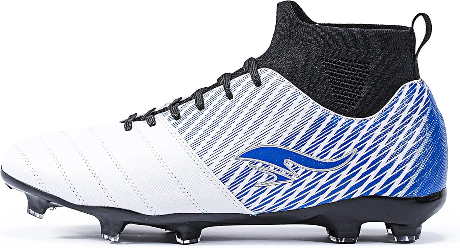Men's Soccer Cleats High-Tops Lace-Up Non-Slip Football Cleats Outdoor Sports Athletic Soccer Shoes Big Boy HG Turf Boots