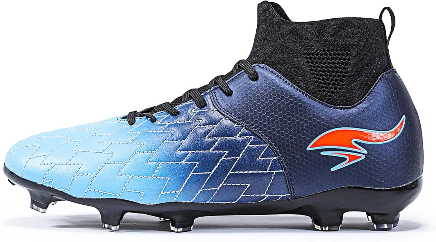 Men's Soccer Cleats High-Tops Lace-Up Non-Slip Football Cleats Outdoor Sports Athletic Soccer Shoes Big Boy HG Turf Boots