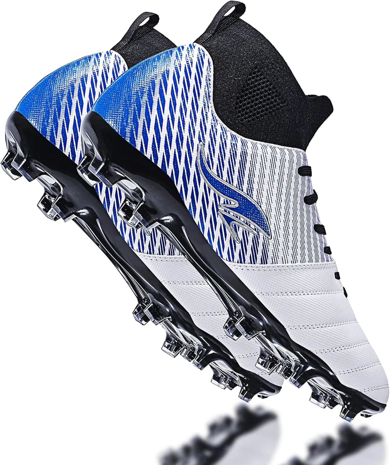 Men's Soccer Cleats High-Tops Lace-Up Non-Slip Football Cleats Outdoor Sports Athletic Soccer Shoes Big Boy HG Turf Boots