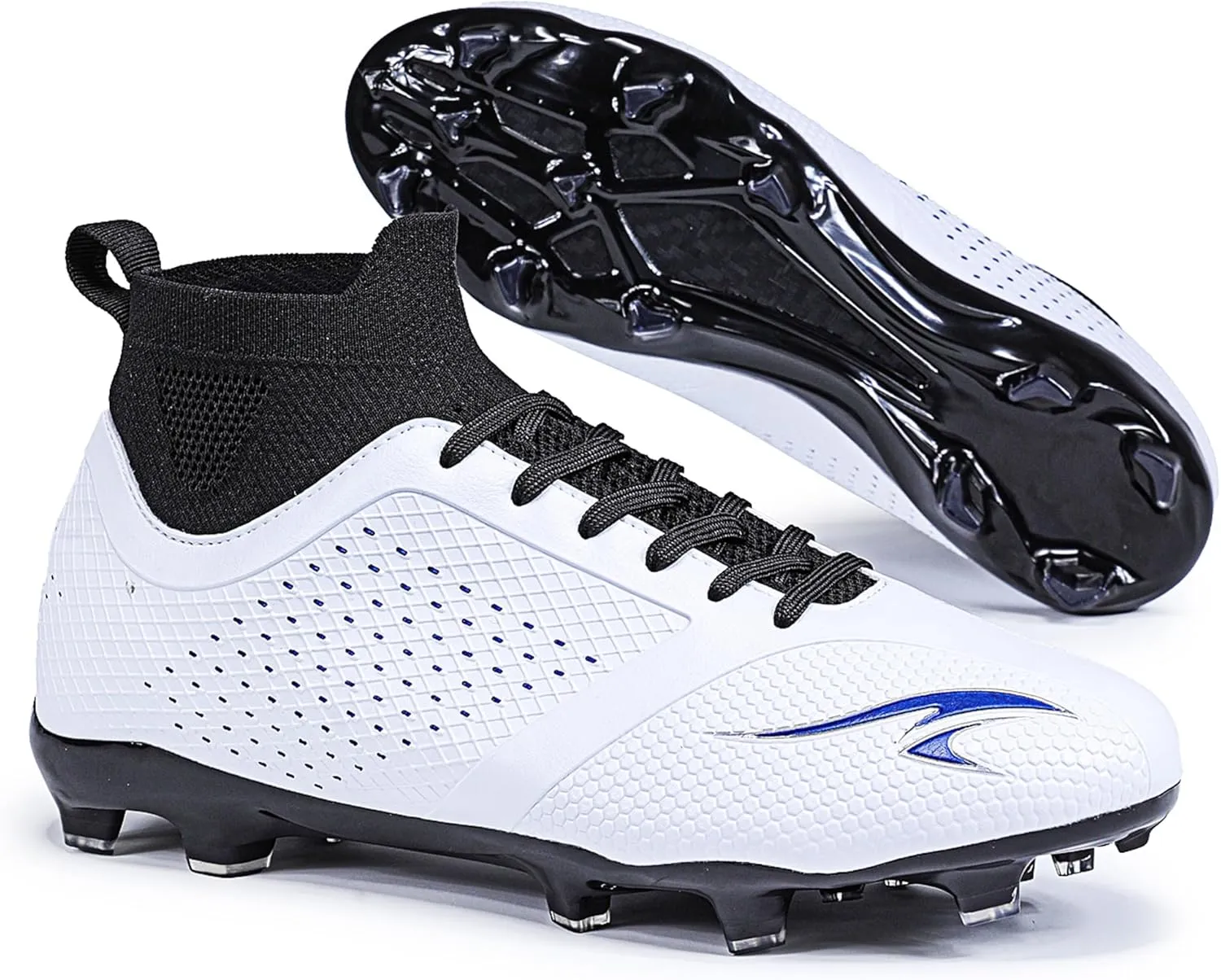 Men's Soccer Cleats High-Tops Lace-Up Non-Slip Football Cleats Outdoor Sports Athletic Soccer Shoes Big Boy HG Turf Boots