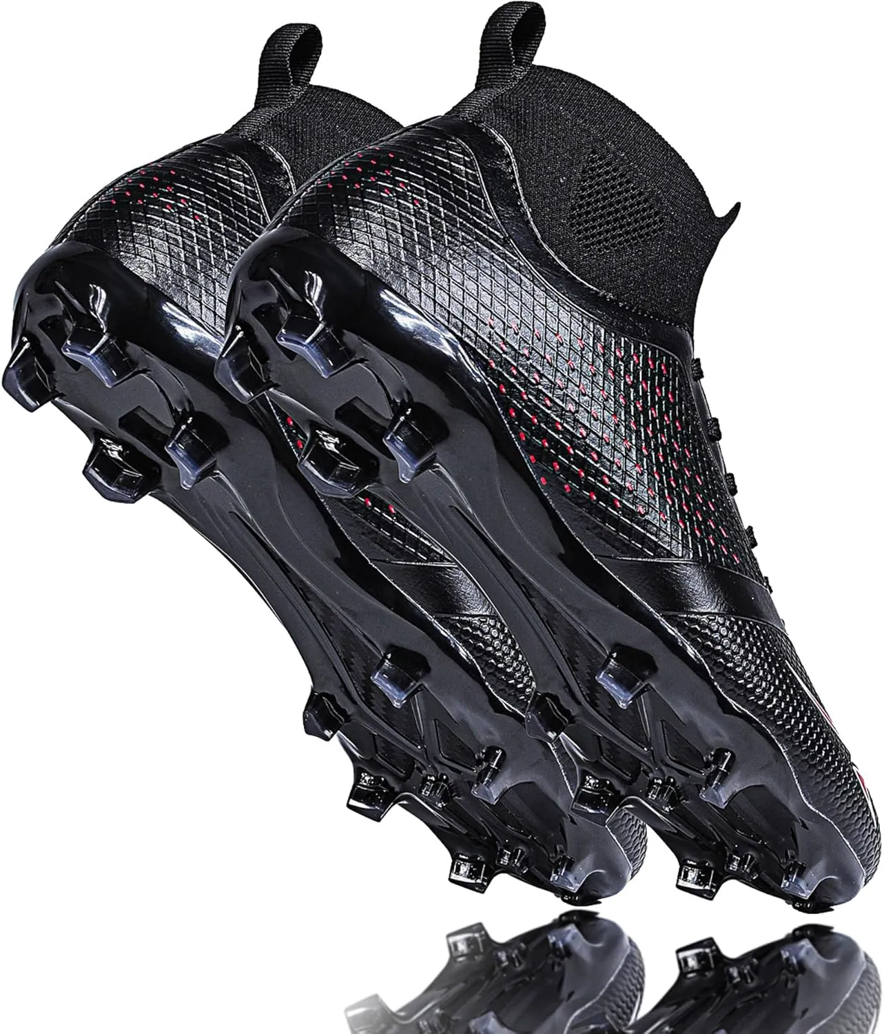 Men's Soccer Cleats High-Tops Lace-Up Non-Slip Football Cleats Outdoor Sports Athletic Soccer Shoes Big Boy HG Turf Boots