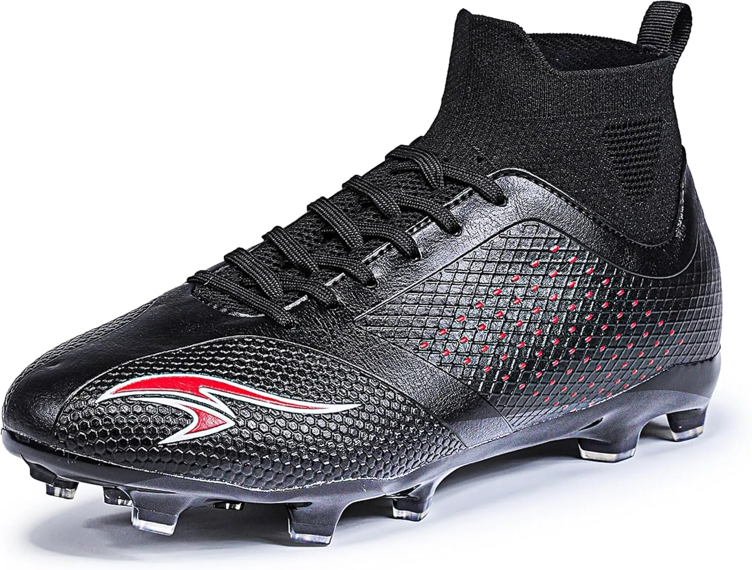 Men's Soccer Cleats High-Tops Lace-Up Non-Slip Football Cleats Outdoor Sports Athletic Soccer Shoes Big Boy HG Turf Boots