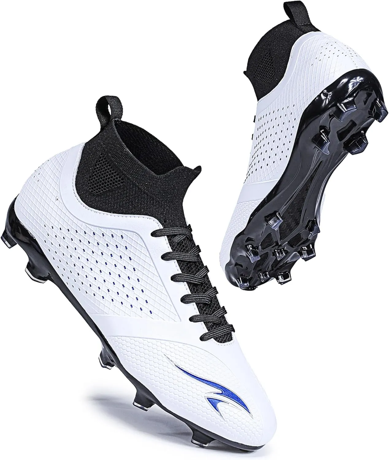 Men's Soccer Cleats High-Tops Lace-Up Non-Slip Football Cleats Outdoor Sports Athletic Soccer Shoes Big Boy HG Turf Boots