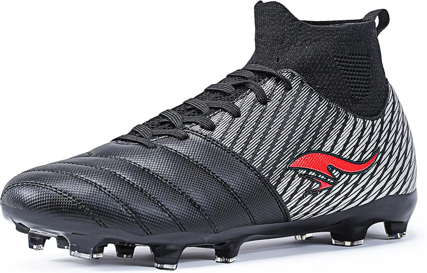 Men's Soccer Cleats High-Tops Lace-Up Non-Slip Football Cleats Outdoor Sports Athletic Soccer Shoes Big Boy HG Turf Boots