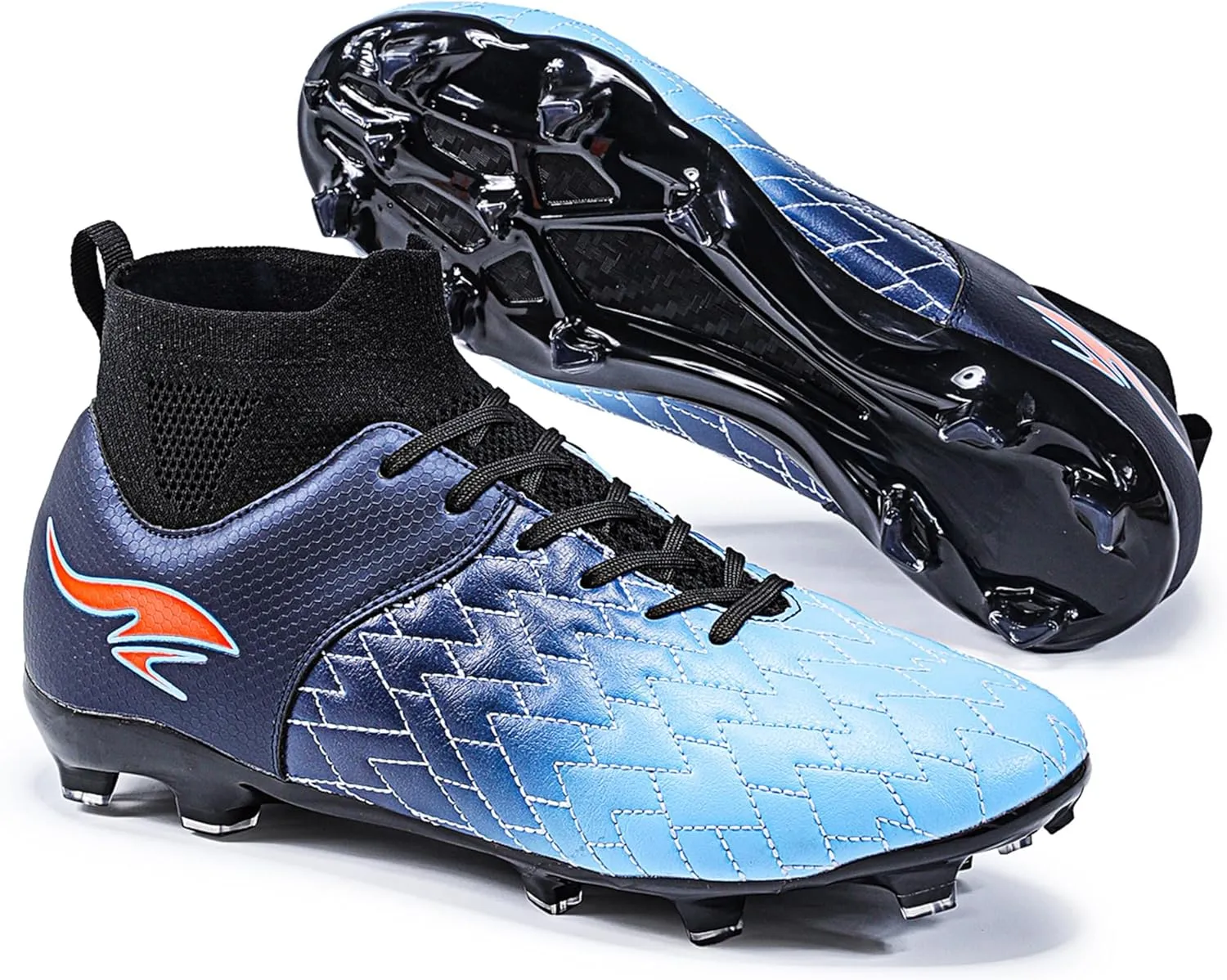 Men's Soccer Cleats High-Tops Lace-Up Non-Slip Football Cleats Outdoor Sports Athletic Soccer Shoes Big Boy HG Turf Boots