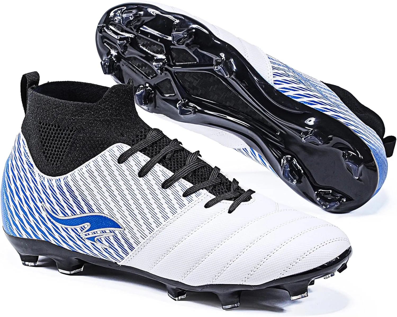 Men's Soccer Cleats High-Tops Lace-Up Non-Slip Football Cleats Outdoor Sports Athletic Soccer Shoes Big Boy HG Turf Boots