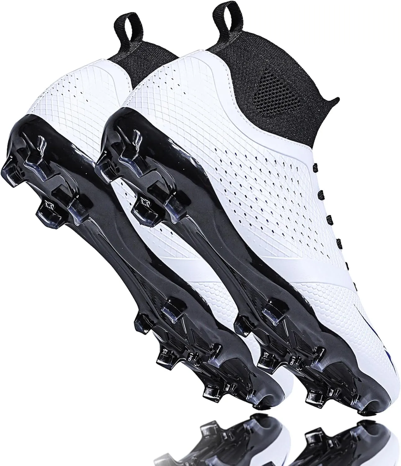 Men's Soccer Cleats High-Tops Lace-Up Non-Slip Football Cleats Outdoor Sports Athletic Soccer Shoes Big Boy HG Turf Boots