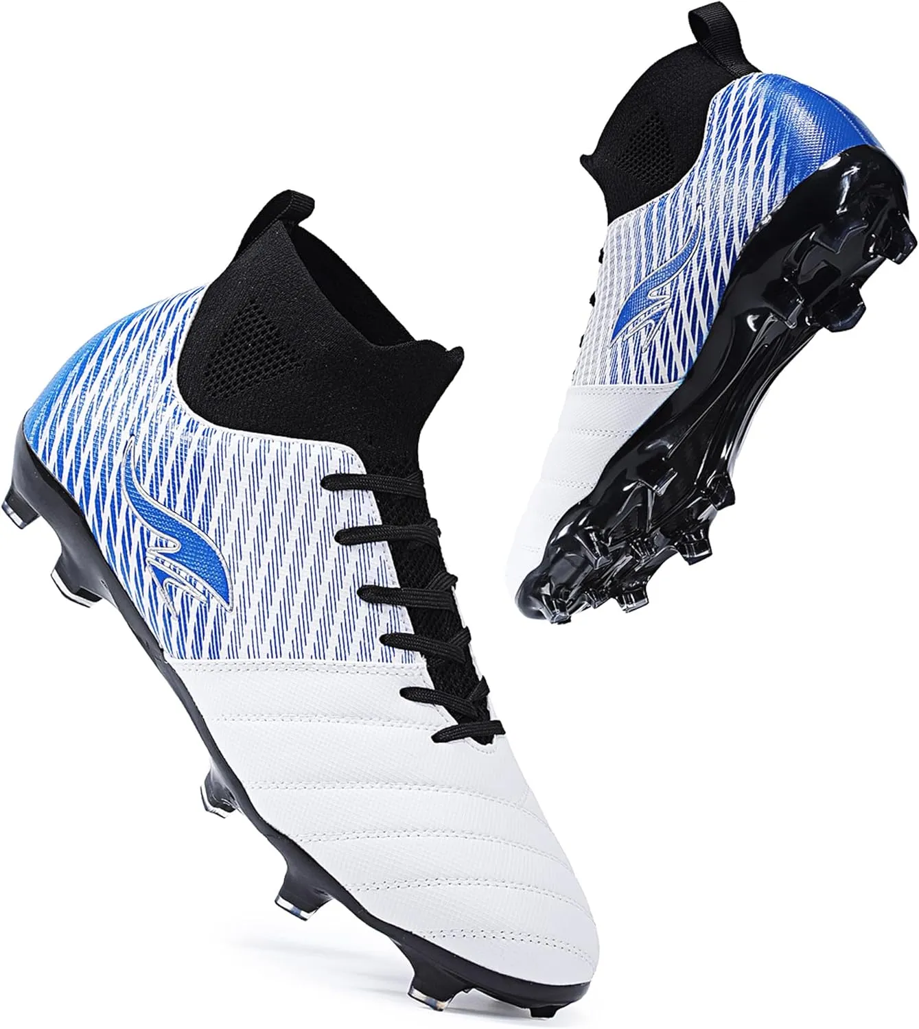 Men's Soccer Cleats High-Tops Lace-Up Non-Slip Football Cleats Outdoor Sports Athletic Soccer Shoes Big Boy HG Turf Boots