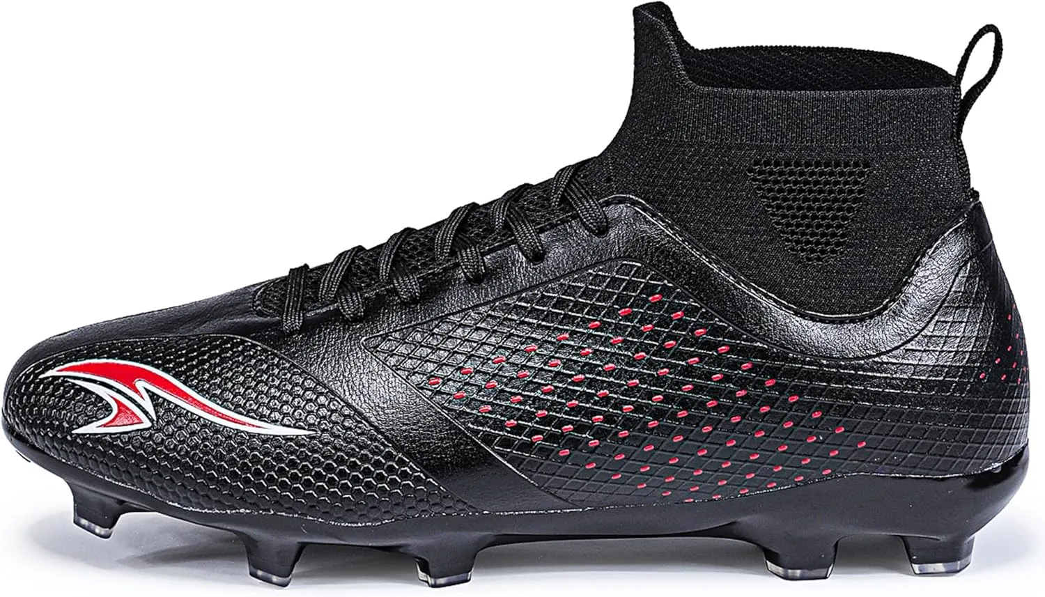 Men's Soccer Cleats High-Tops Lace-Up Non-Slip Football Cleats Outdoor Sports Athletic Soccer Shoes Big Boy HG Turf Boots