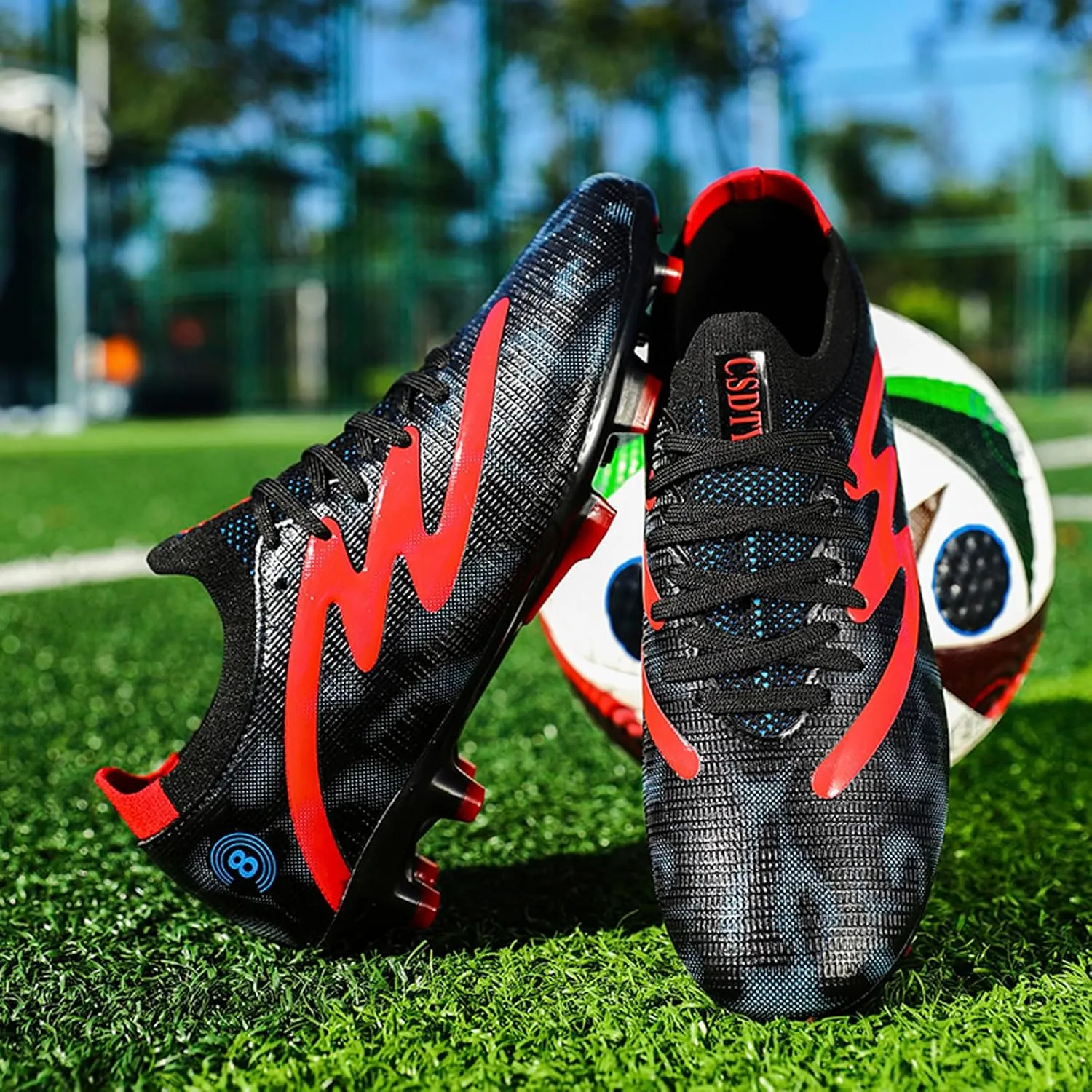 Men's Soccer Cleats Youth High-Top Football Cleats Firm Ground Turf Athletic Shoes Kids Football Shoes Lightweight Training Futsal Shoes