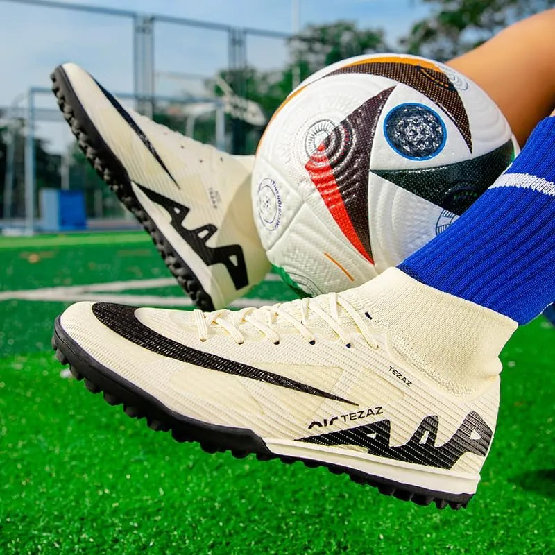 Men's Soccer Shoes Football Cleats High-Tops Lace-Up Non-Slip Spikes Outdoor AG/FG Baseball Lacrosse Rugby Combat Boots Shoes Size 4.5-11