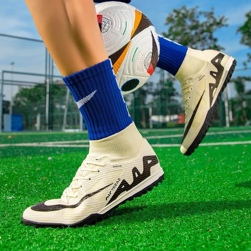 Men's Soccer Shoes Football Cleats High-Tops Lace-Up Non-Slip Spikes Outdoor AG/FG Baseball Lacrosse Rugby Combat Boots Shoes Size 4.5-11