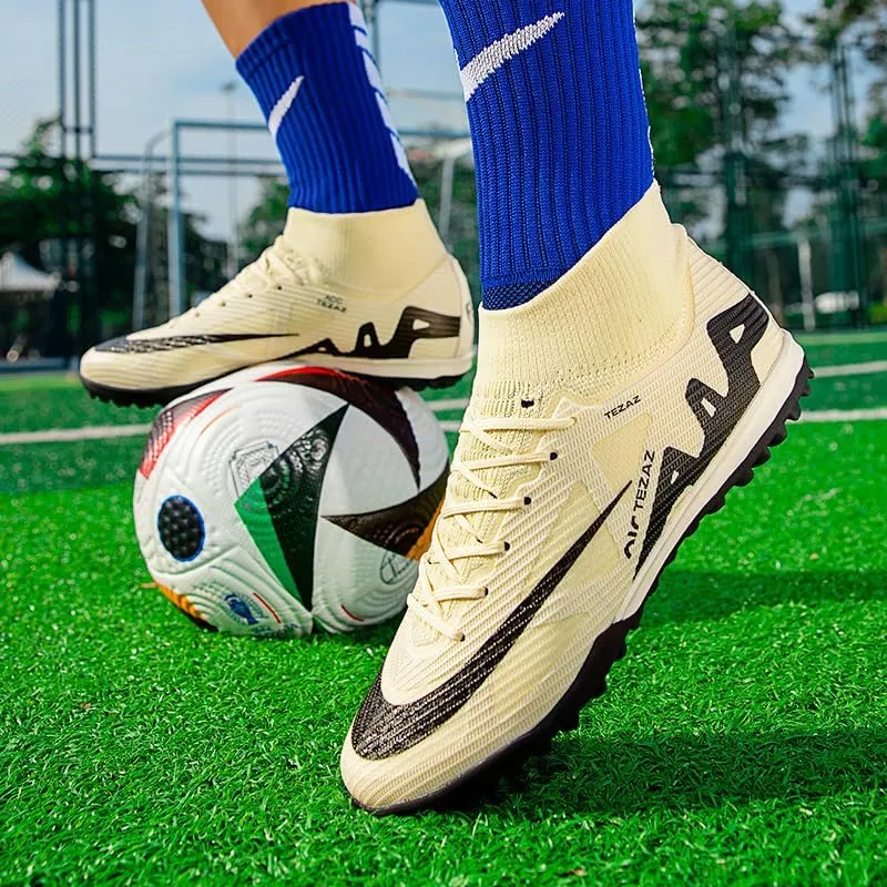 Men's Soccer Shoes Football Cleats High-Tops Lace-Up Non-Slip Spikes Outdoor AG/FG Baseball Lacrosse Rugby Combat Boots Shoes Size 4.5-11