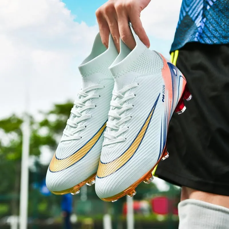 Men's Soccer Shoes Football Cleats High-Tops Lace-Up Non-Slip Spikes Outdoor AG/FG Baseball Lacrosse Rugby Combat Boots Shoes Size 4.5-11