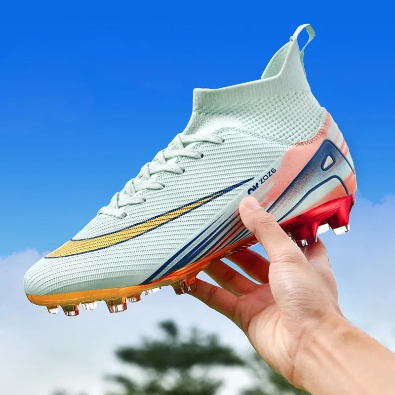 Men's Soccer Shoes Football Cleats High-Tops Lace-Up Non-Slip Spikes Outdoor AG/FG Baseball Lacrosse Rugby Combat Boots Shoes Size 4.5-11