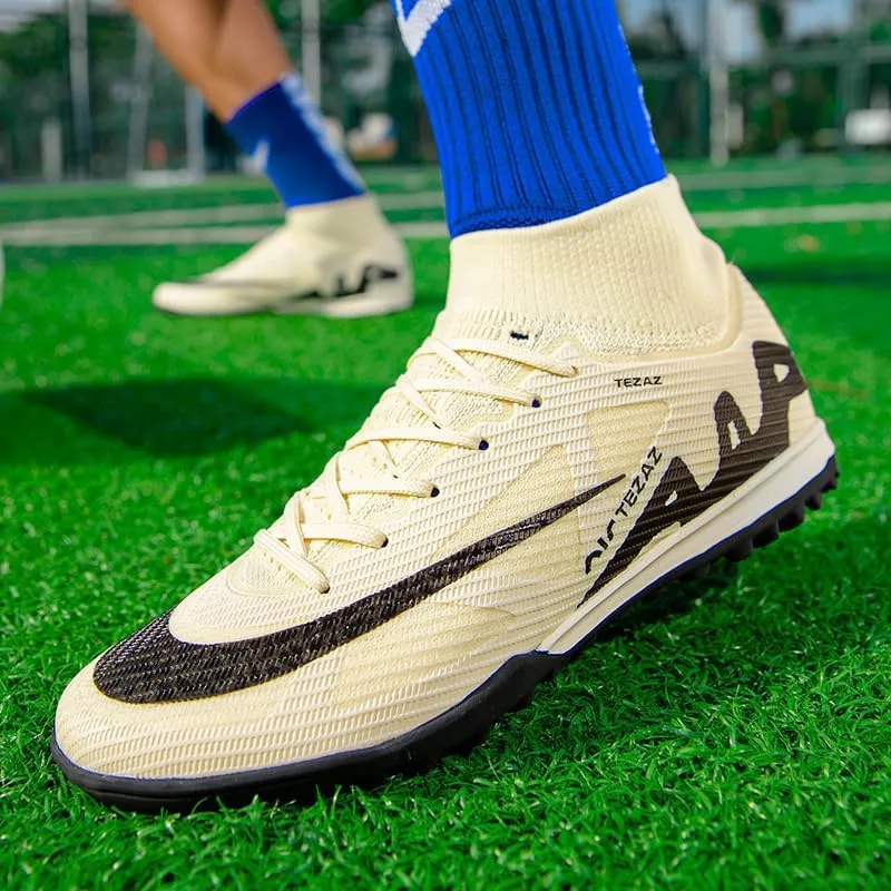 Men's Soccer Shoes Football Cleats High-Tops Lace-Up Non-Slip Spikes Outdoor AG/FG Baseball Lacrosse Rugby Combat Boots Shoes Size 4.5-11