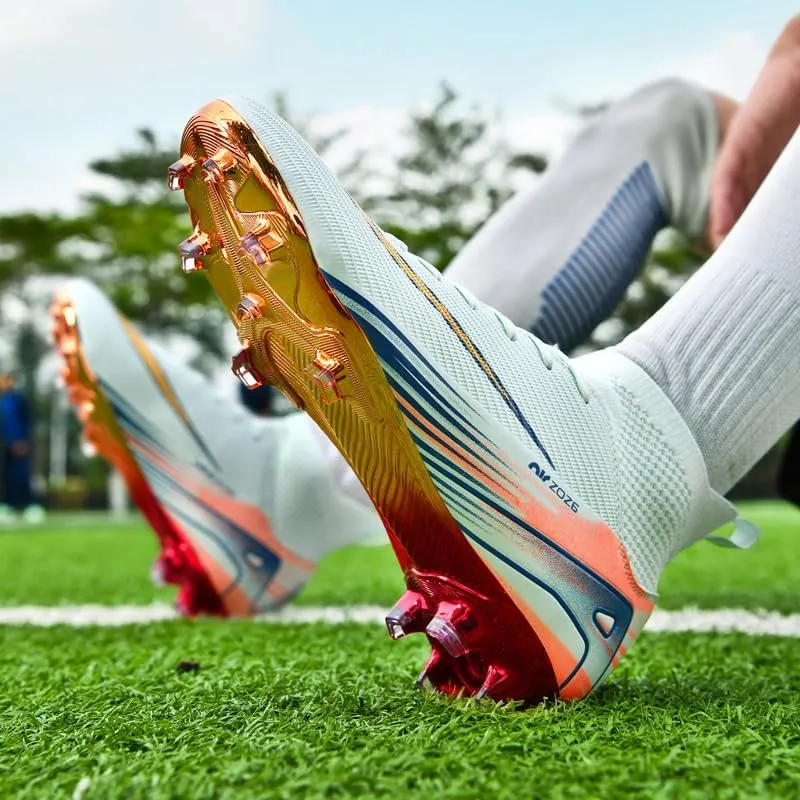 Men's Soccer Shoes Football Cleats High-Tops Lace-Up Non-Slip Spikes Outdoor AG/FG Baseball Lacrosse Rugby Combat Boots Shoes Size 4.5-11