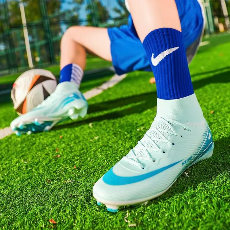 Men's Soccer Shoes High-Top Soccer Cleats Outdoor Breathable Athletic Professional Spikes Youth Boys Football Shoes Unisex