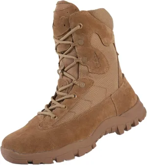Mens Tactical Boots Hunting Boots Lightweight Combat Boots Suede Leather Military Work Boots Side Zipper Desert Boots