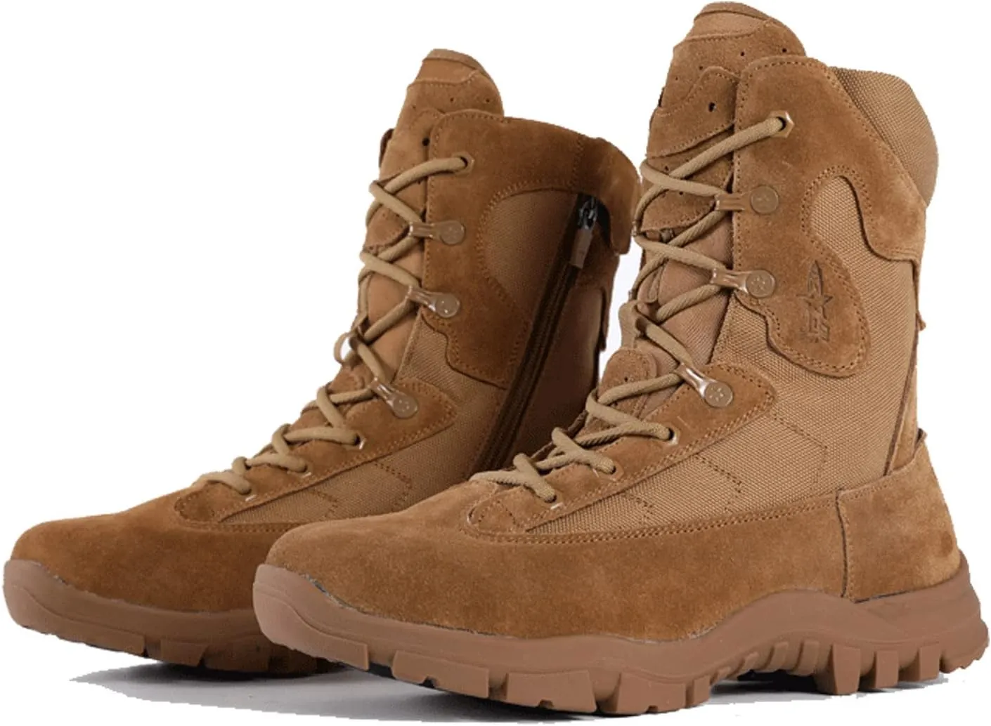 Mens Tactical Boots Hunting Boots Lightweight Combat Boots Suede Leather Military Work Boots Side Zipper Desert Boots