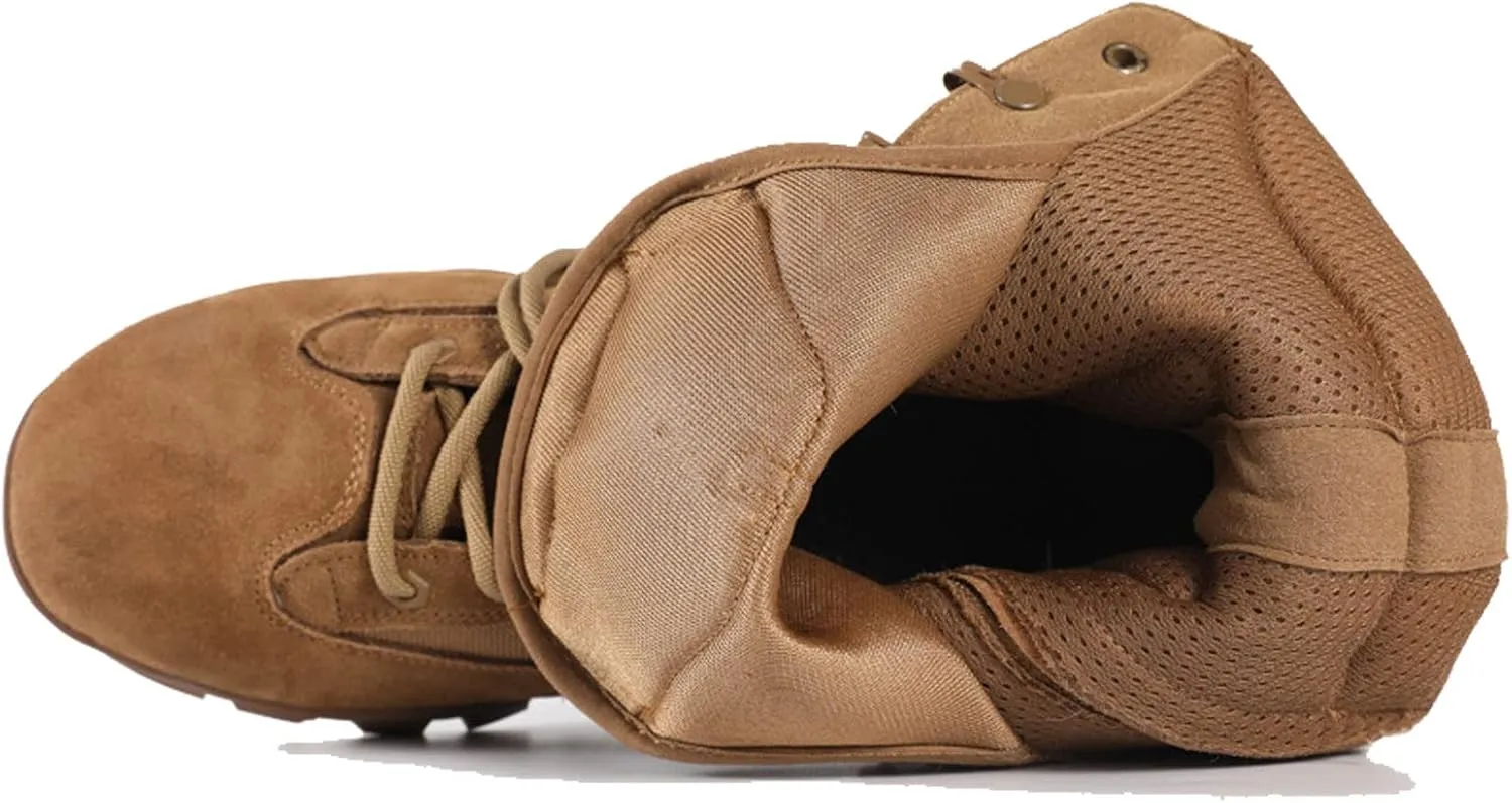 Mens Tactical Boots Hunting Boots Lightweight Combat Boots Suede Leather Military Work Boots Side Zipper Desert Boots