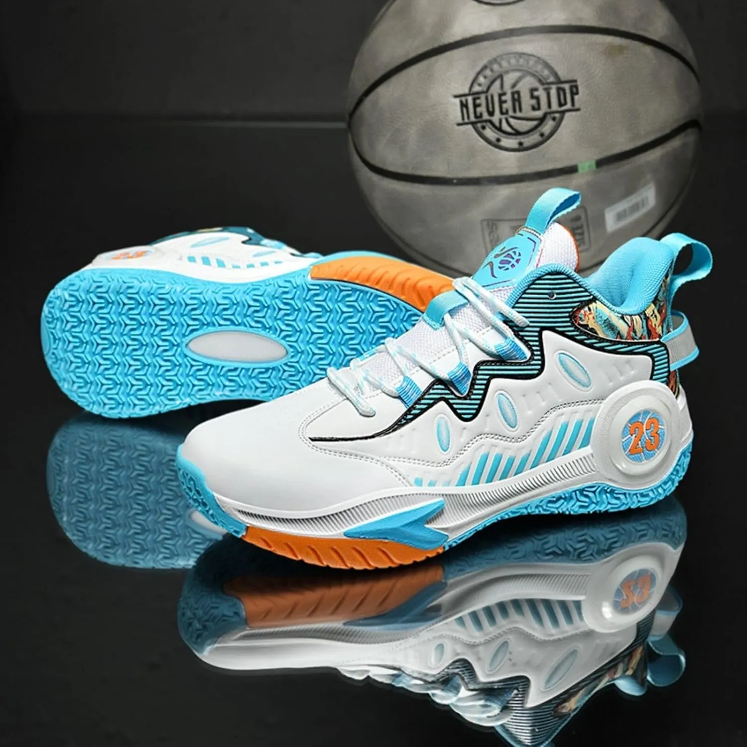 Men's Trendy Basketball Shoes with High Top Anti Slip Wear-Resistant Lightweight Comfortable Sports Boots