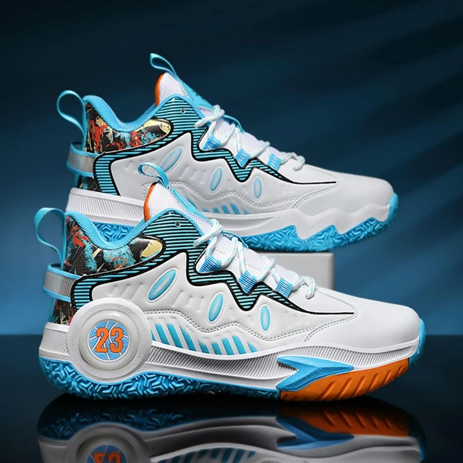 Men's Trendy Basketball Shoes with High Top Anti Slip Wear-Resistant Lightweight Comfortable Sports Boots