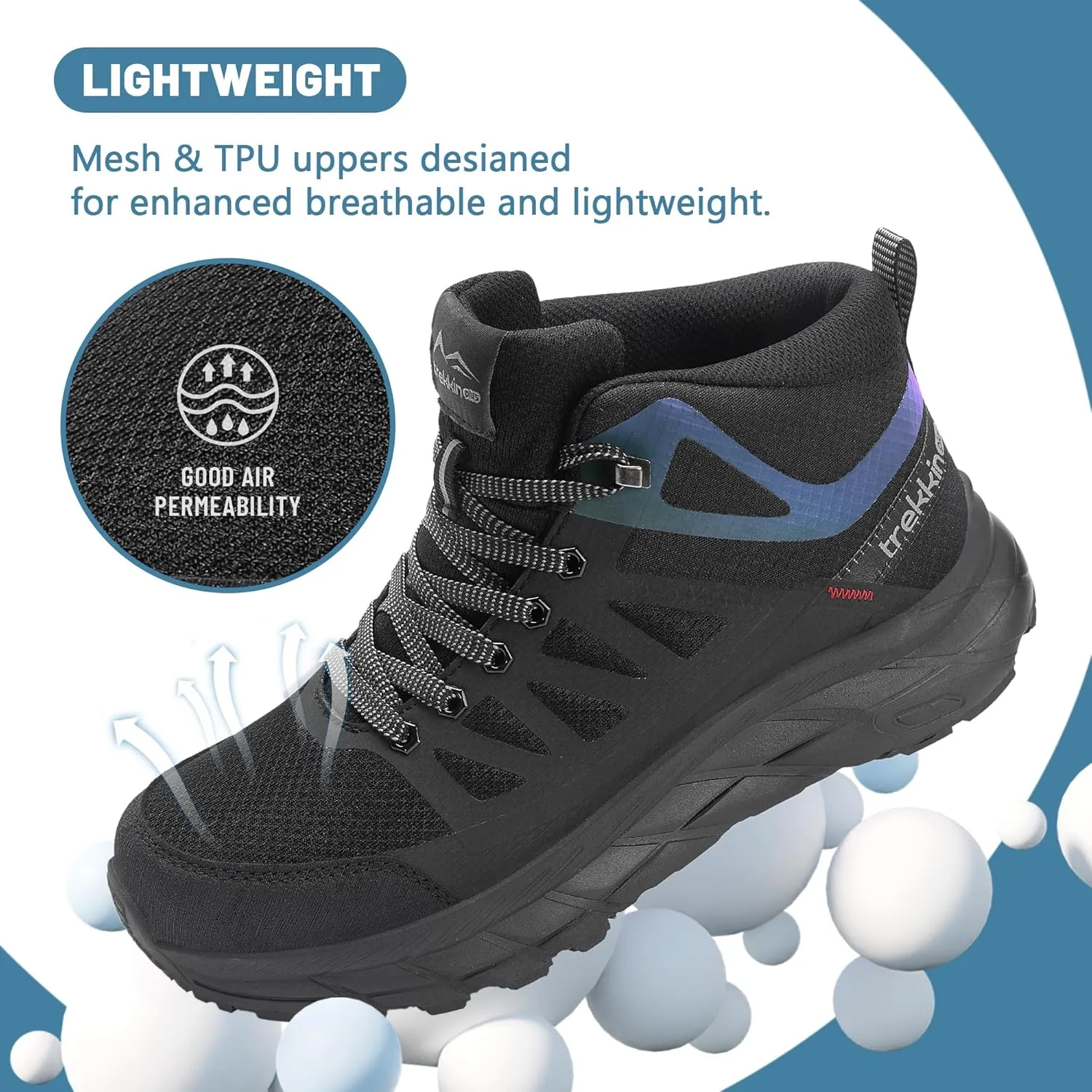 Men's Waterproof Slip Resistant Hiking Boots Outdoor Trail Trekking Camping Casual Walking Hunting Shoes Mountain Travel Mid Ankle Lace up