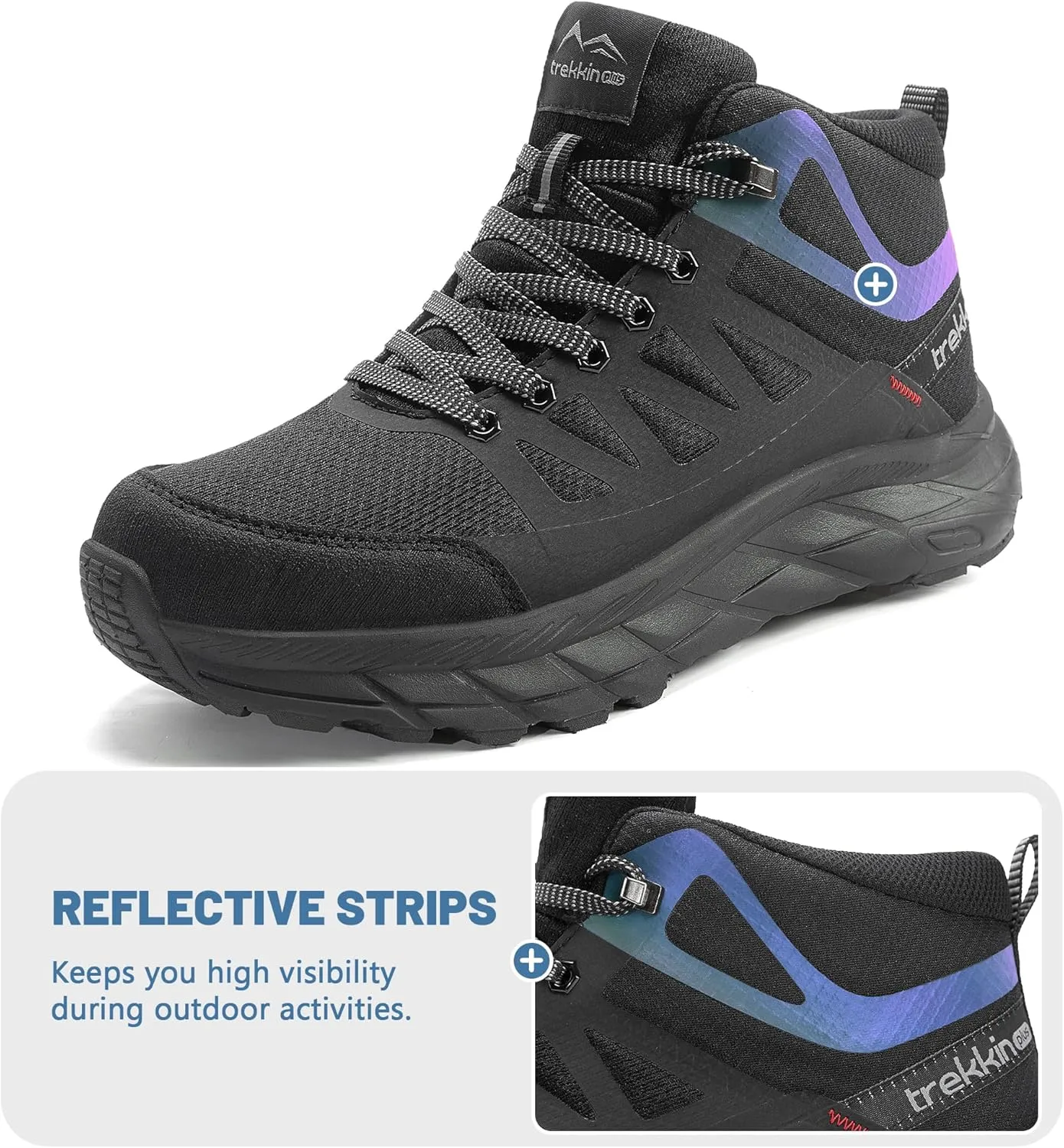Men's Waterproof Slip Resistant Hiking Boots Outdoor Trail Trekking Camping Casual Walking Hunting Shoes Mountain Travel Mid Ankle Lace up