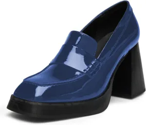 Milooey shoes Women's Platform Square Toe Penny Loafers Chunky Block High Heels Slip on Office Daily Work Dressy Stable Shoes Size 4-16 Us