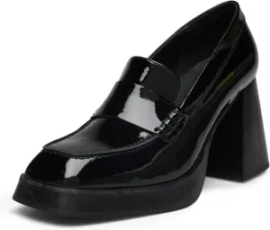 Milooey shoes Women's Platform Square Toe Penny Loafers Chunky Block High Heels Slip on Office Daily Work Dressy Stable Shoes Size 4-16 Us