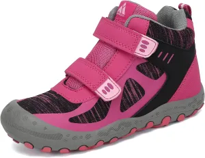 Mishansha Unisex-Child Outdoor Ankle Hiking Boots Boys Girls Trekking Walking Shoes with Hook and Loop