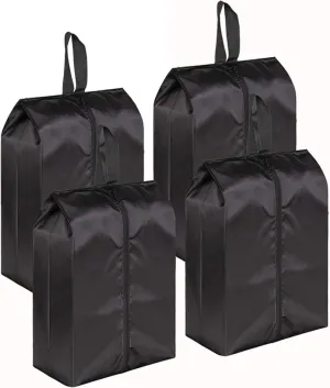 MISSLO Portable Nylon Travel Shoe Bags with Zipper Closure (Pack 4, Black)