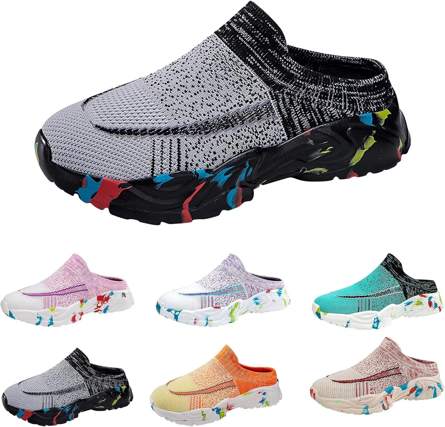 Mules for Women 2025 Backless Walking Sneakers Running Shoes for Women Jogging Women's Casual Shoes Women's Fashion Sneakers Slip On Tennis Shoe White Loafers