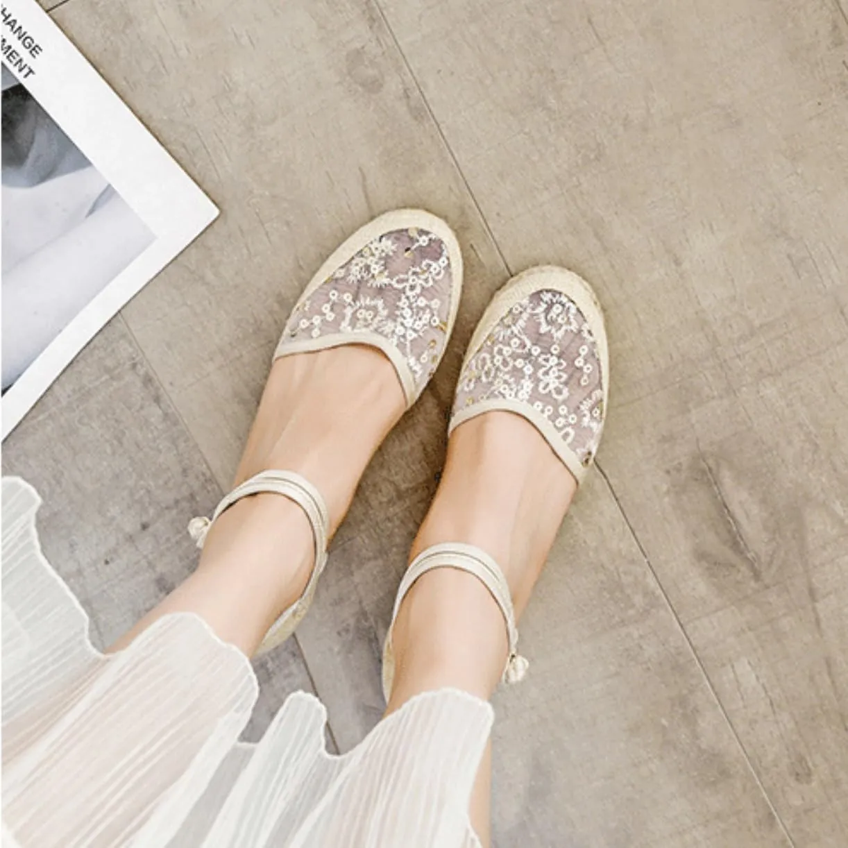 Platform Espadrilles for Women,Closed Toe Sandals Women Dressy,Women's Ankle Strap Closed Toe Espadrille Wedge Heels Sandals