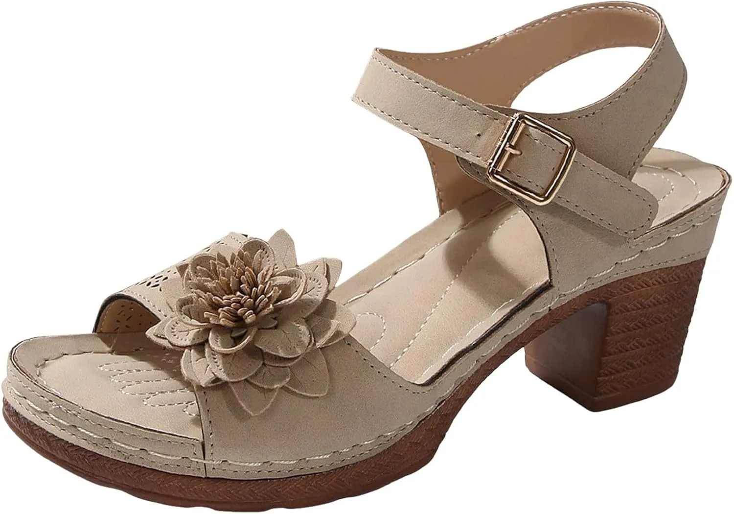 Platform Heels for Women Block Chunky Wedges High Heel Sandals Ankle Strap Open Toe Slip-on Sandals Casual Summer Beach Pumps