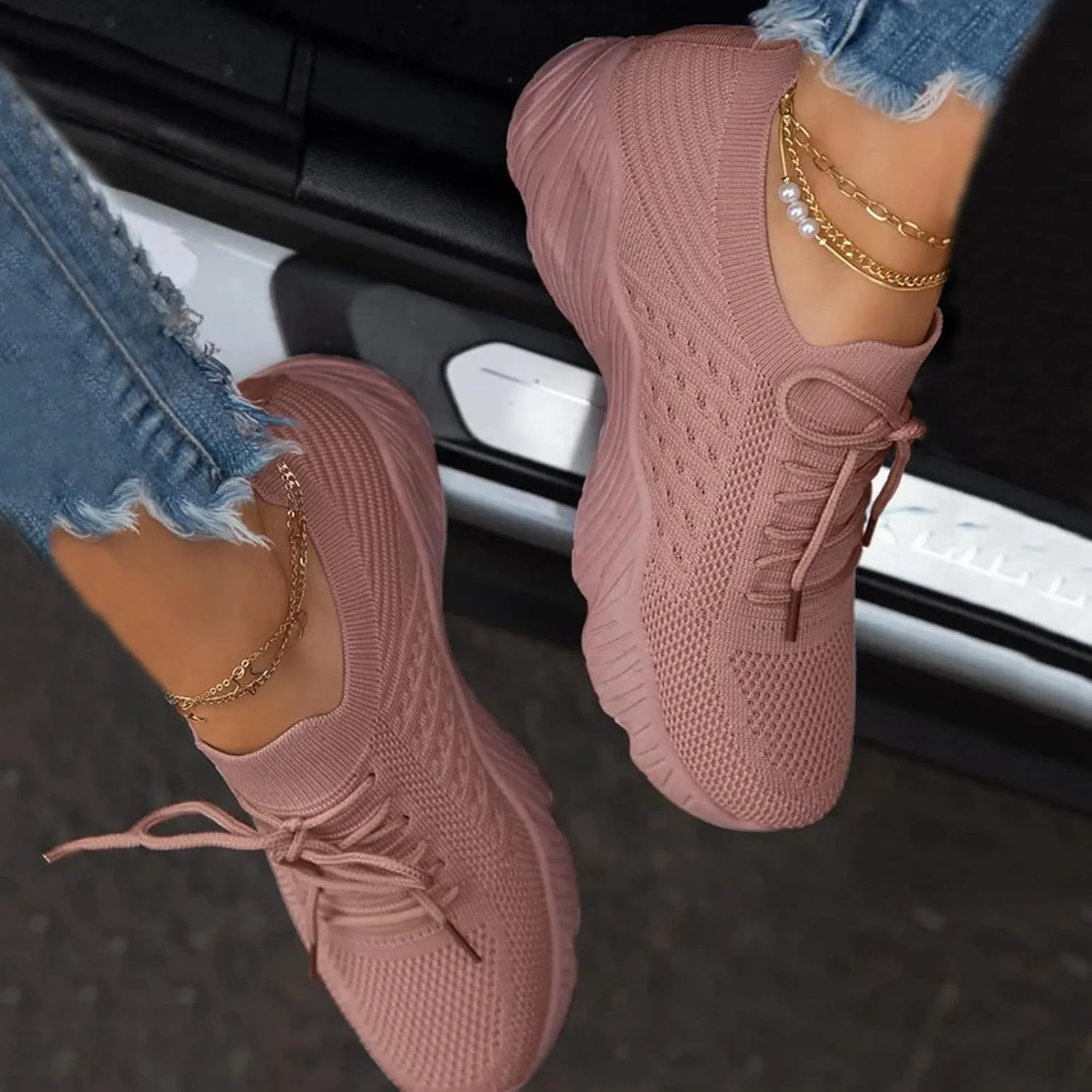 Platform Sneakers for Women Fashion Glitter Tenis Antideslizantes para Mujer De Cocina Womens Slip On Shoes Wide Toe Box Plantar Fasciitis Shoes Women Slip Ons Zapatos Comodos para Mujer