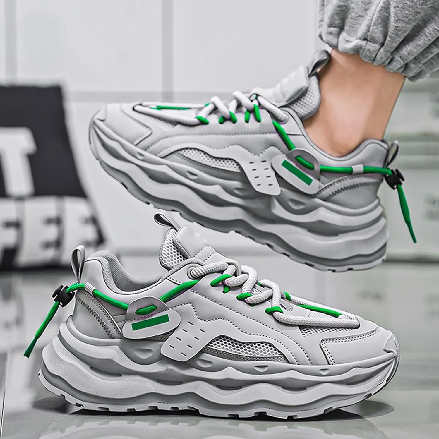 Platform Sneakers for Women Running Shoes for Men Men's Casual Dress Sneakers Wide Toe Box Trendy Casual Loafers for Women 2024 Black Sneakers for Men