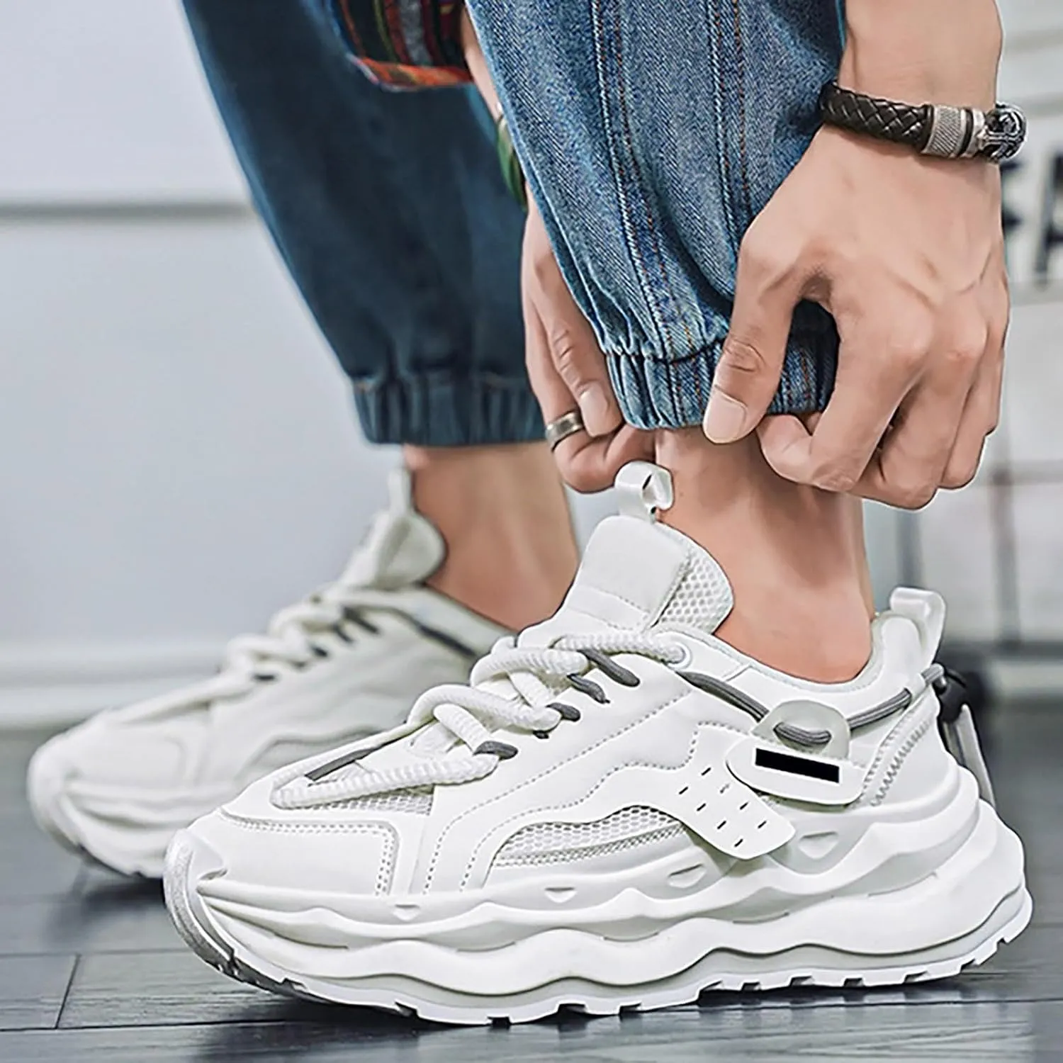 Platform Sneakers for Women Running Shoes for Men Men's Casual Dress Sneakers Wide Toe Box Trendy Casual Loafers for Women 2024 Black Sneakers for Men