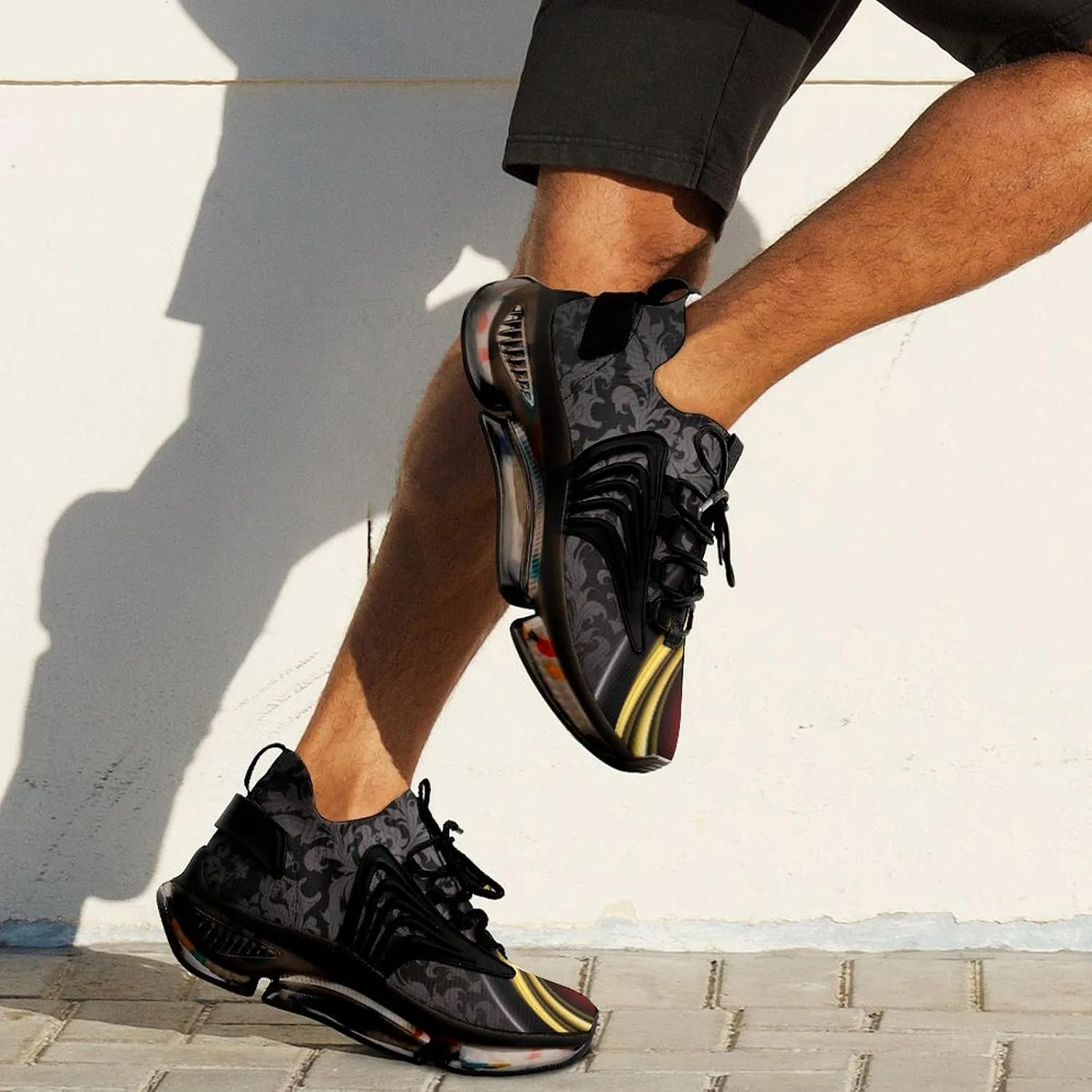 Red and Black and Gold Wallpaper Designs Mens Running Shoes Lightweight Walking Tennis Shoes Soft Soled Elastic Cushion Basketball Shoes