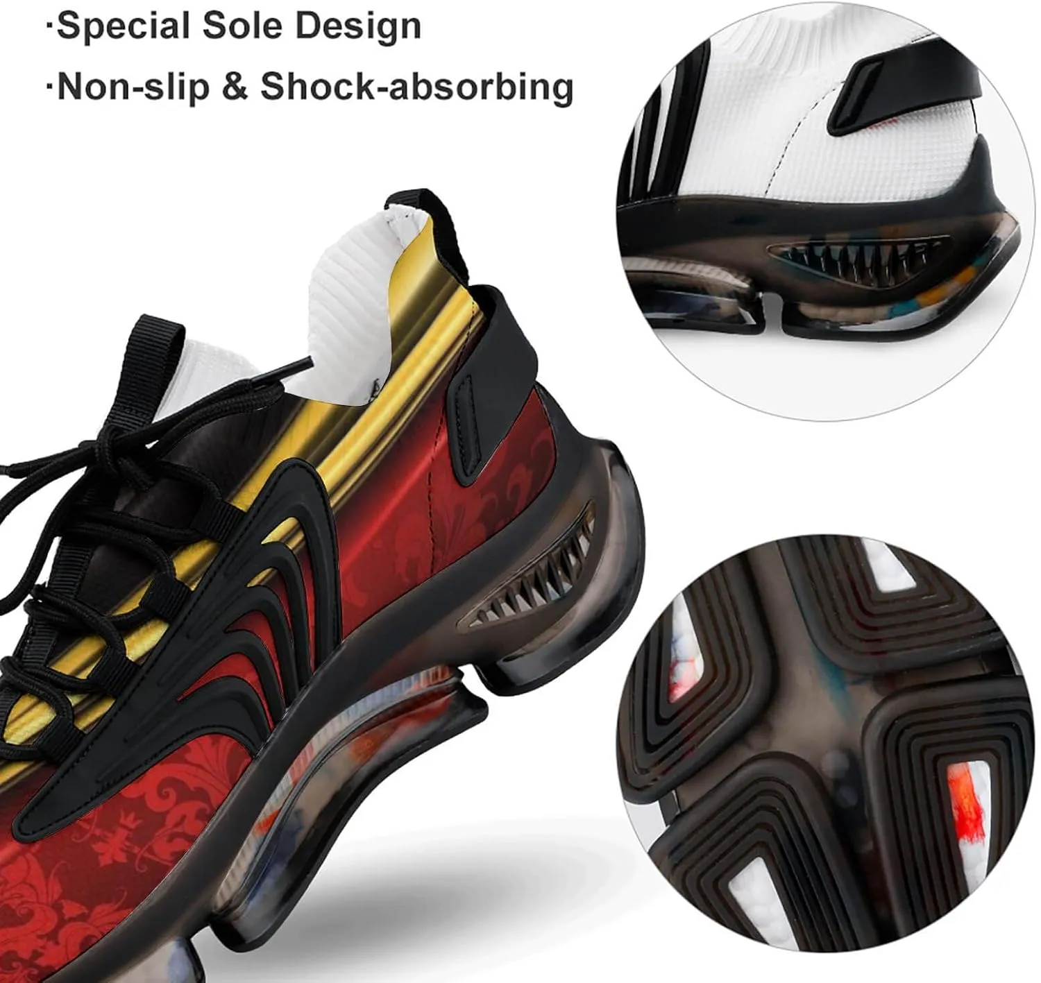 Red and Black and Gold Wallpaper Designs Mens Running Shoes Lightweight Walking Tennis Shoes Soft Soled Elastic Cushion Basketball Shoes
