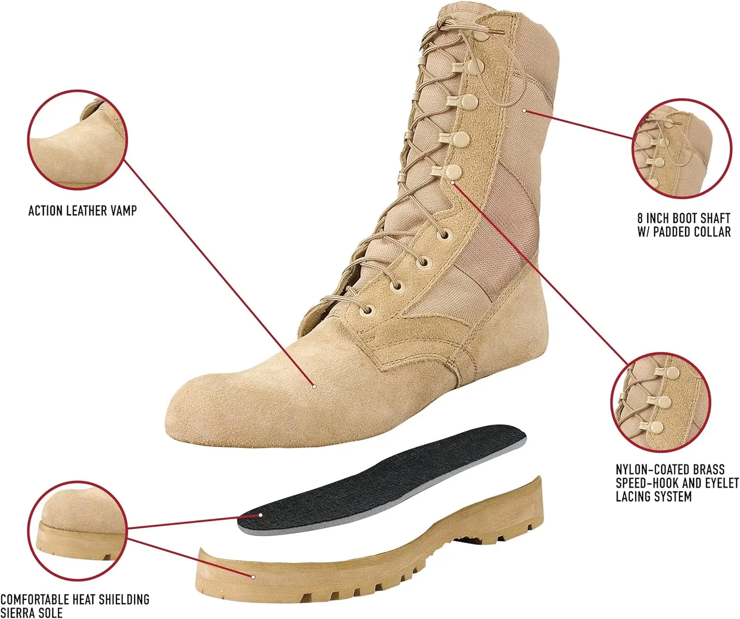 Rothco Sierra Sole Tactical Boots  8 Inch  Sturdy and Reliable Footwear for Any Adventure
