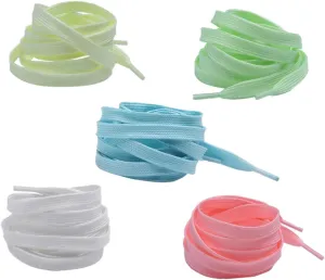 SAFIGLE 5 Pairs 100cm Glow-in-the-dark Shoelaces Luminous Fluorescent Sneaker Straps for Stylish Sturdy Shoes