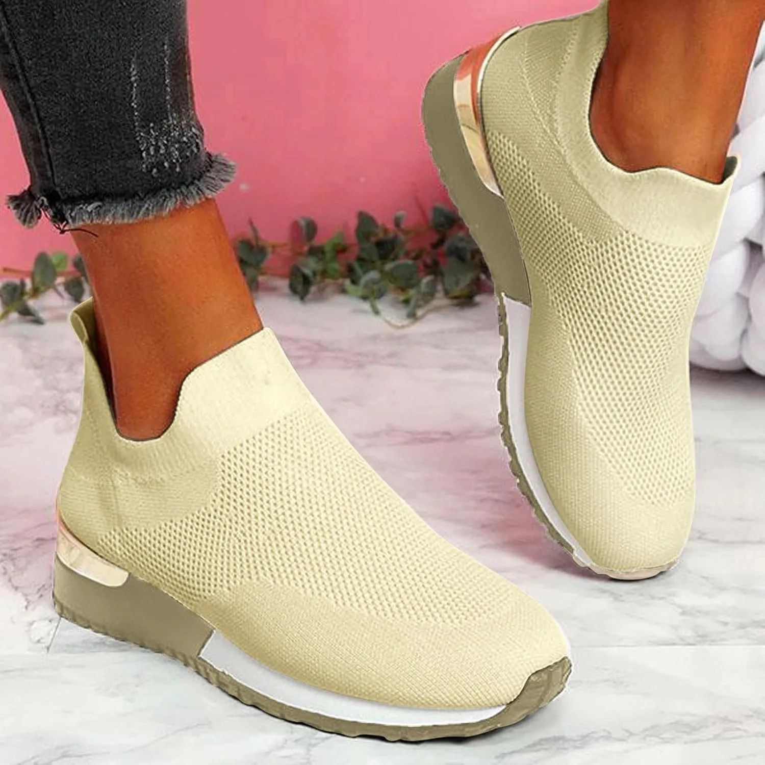 SBGMoSJ Womens High Top Sneakers Fashion Orthopedic Black Work Shoes for Women Slip On Tennis Shoes Women Wide Womens Running Shoes Size 10 Wide Extra Wide Slip On Tennis Shoes for Women